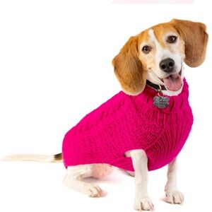 NWOT Chilly Dog Organic Wool Dog Cable Knit Sweater